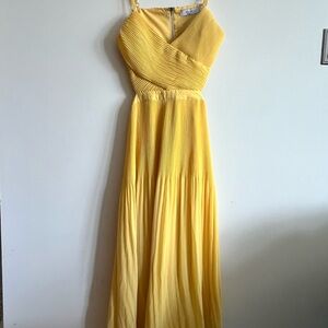 ALI & JAY Yellow Pleated Wrap Maxi Dress